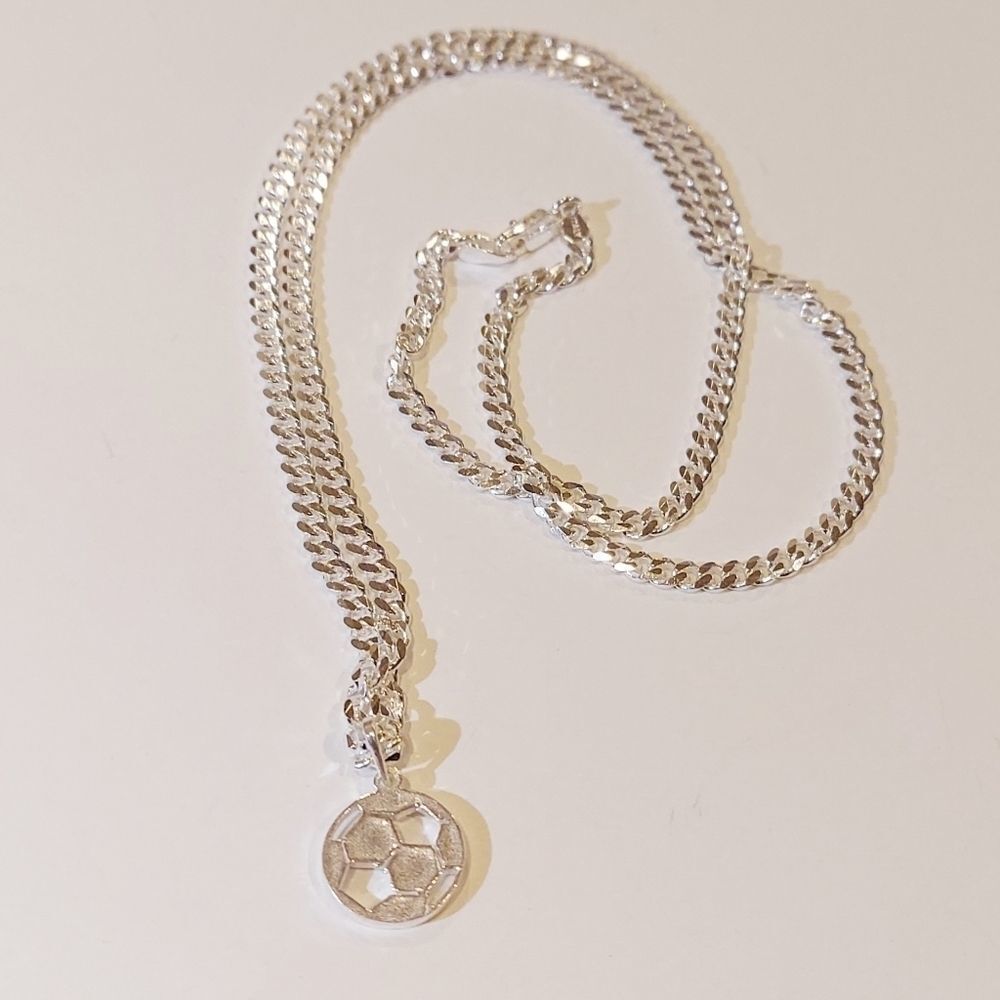 Sterling Silver .925 Chain w/ soccer ball pendant